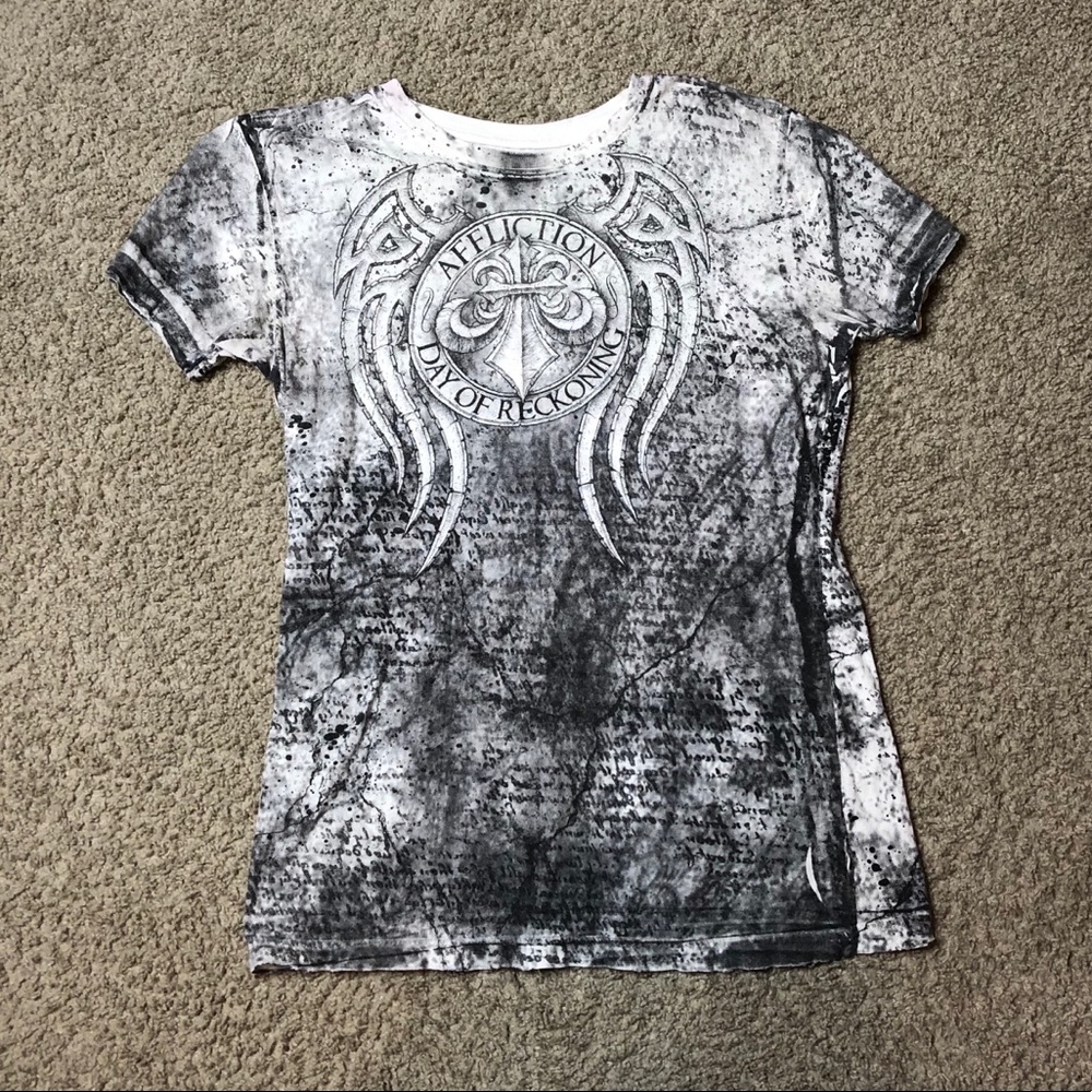 Gray & White Affliction Tee